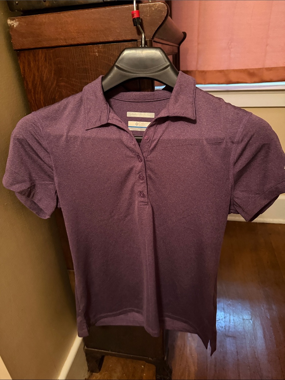 Columbia Women's Button-Down Short Sleeve Polo in Deep Purple